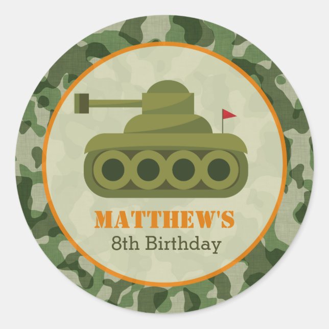 Stickers d'anniversaire de char - Soldat militaire (Devant)