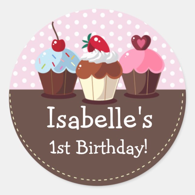 Stickers d'anniversaire de Girls Cupcakes (Devant)