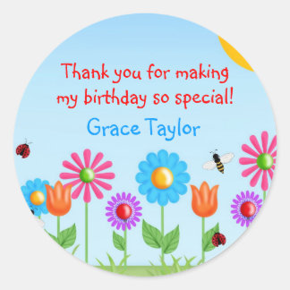 Stickers d'anniversaire de la fête du jardin Ladyb