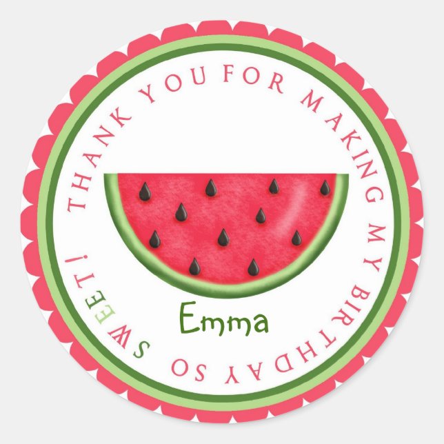 Stickers d'anniversaire de la pastèque douce d'été (Devant)