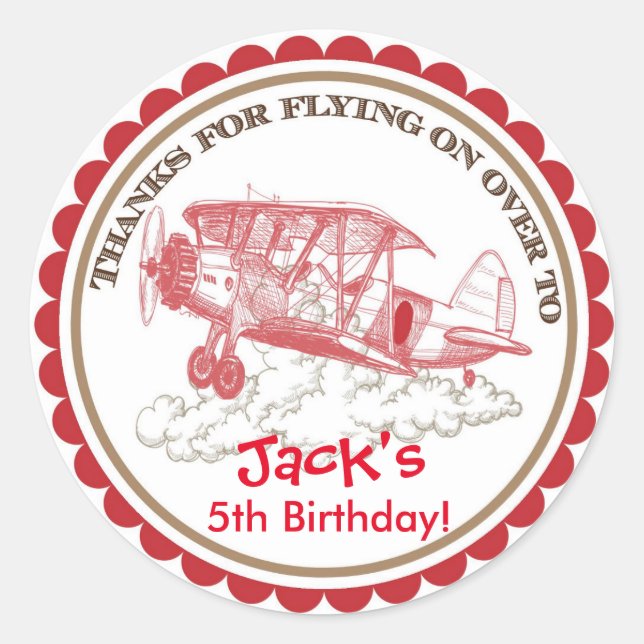 Stickers d'anniversaire de l'avion vintage (Devant)