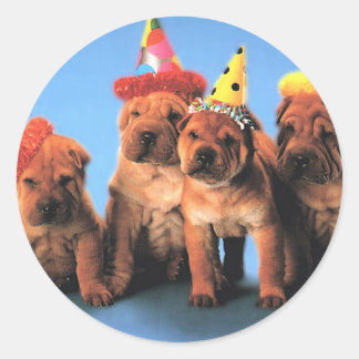 Stickers d'anniversaire de quatre Chiots