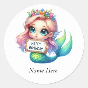 Stickers d'anniversaire de sirène