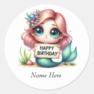 Stickers d'anniversaire de sirène