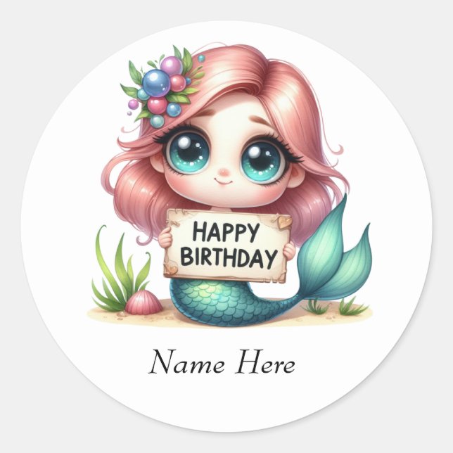 Stickers d'anniversaire de sirène (Devant)
