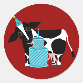 Stickers d'anniversaire de vache drôle