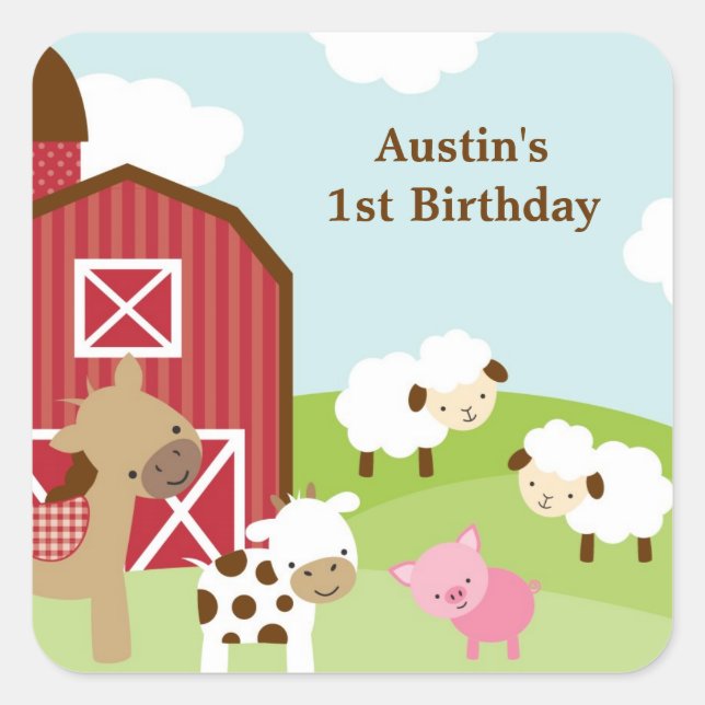 Stickers d'anniversaire des animaux de ferme (Devant)