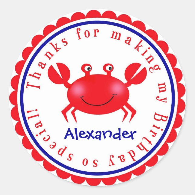 Stickers d'anniversaire du crabe nautique (Devant)