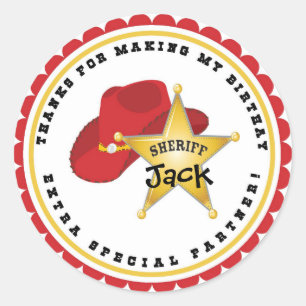 Stickers d'anniversaire du Sheriff Cowboy