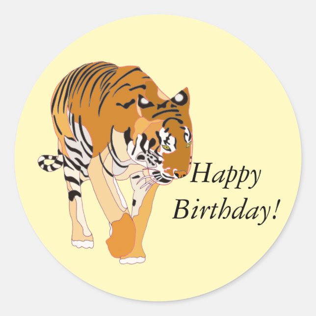 Stickers d'Anniversaire du Tigre à pied (Devant)