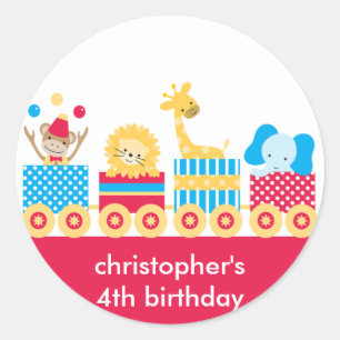 Stickers d'anniversaire du train Animal Circus