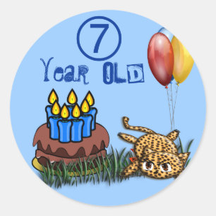 Stickers d'anniversaire léopard de 7 ans ultra mig