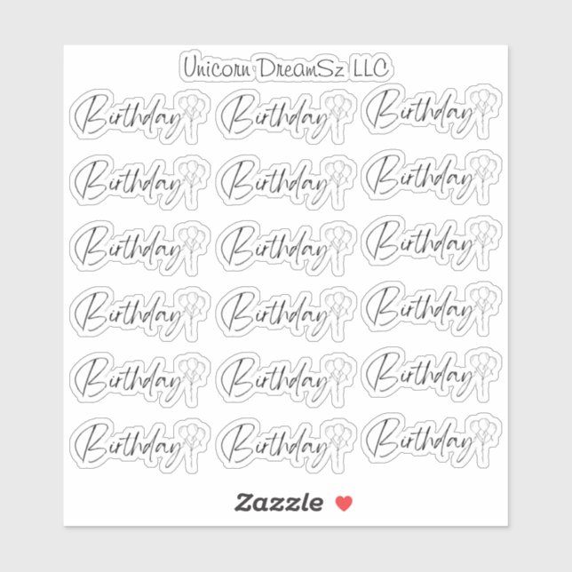 Stickers d'anniversaire noir et blanc (Feuille)