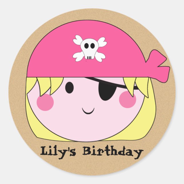 Stickers D'Anniversaire Pirate Rose Cute KRW (Devant)