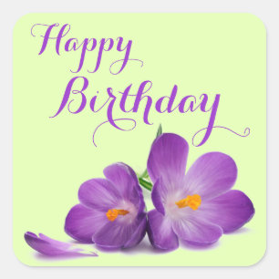 Stickers d'anniversaire violet Tulip heureux