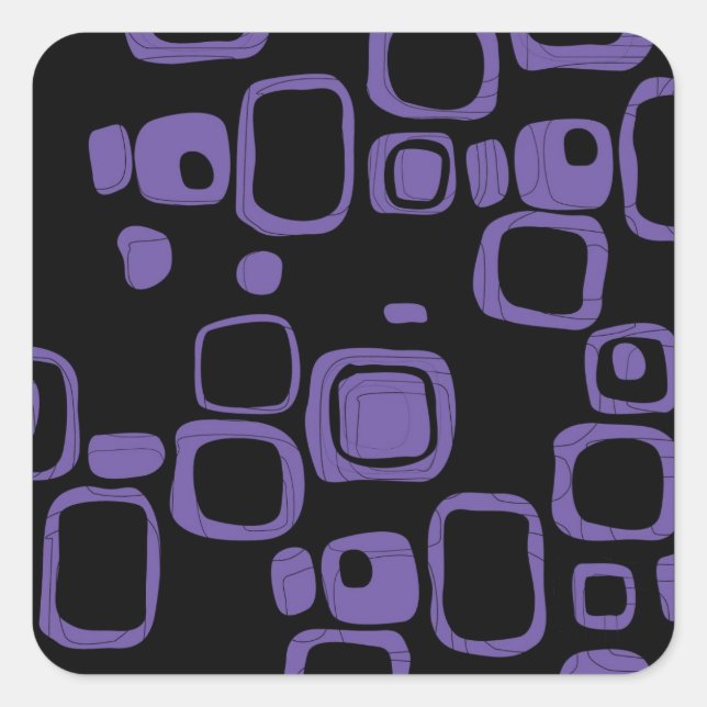 Stickers d'art Abstrait noir, violet et rétro (Devant)