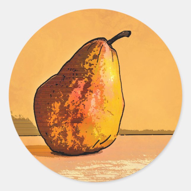 Stickers d'art de poire en aquarelle gravée (Devant)