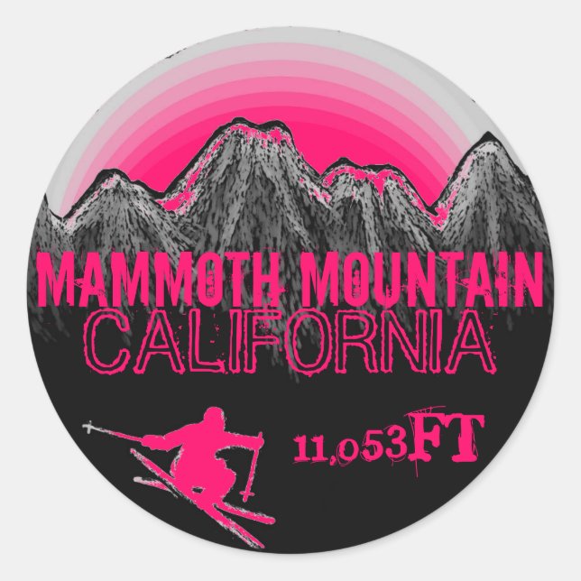 stickers d'art de ski rose Mammoth Mountain Califo (Devant)