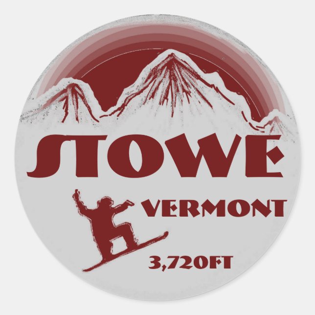 stickers d'art en snowboard rouge Stowe Vermont (Devant)
