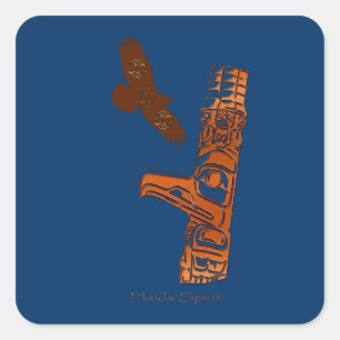 Stickers d'art HAIDA SPIRIT Aigle & Totem Poteau