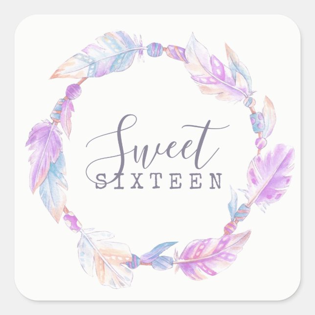 stickers d'art sweet sixteen aquarelle (Devant)