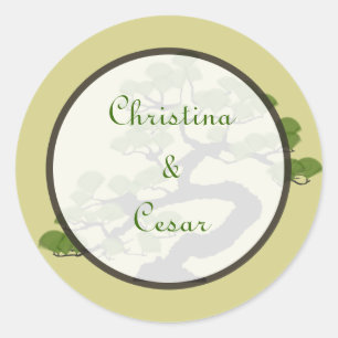 Stickers de 20 - 1,5 po Favor japonais Green Bonsa