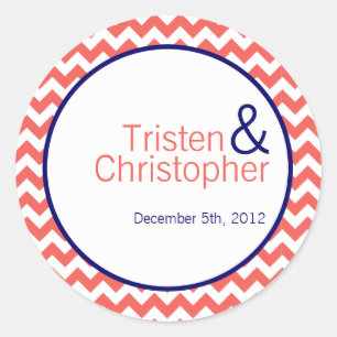 Stickers de 20 à 1,5 po Favor Coral Navy Blue Chev