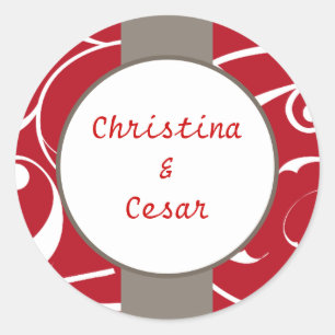Stickers de 20 à 1,5 po Favor Crimson rouge gris b