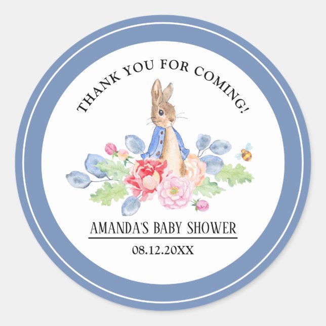 Stickers de Baby shower de lapin doux Favoriser le (Devant)