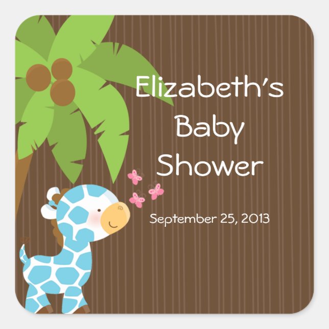 Stickers de Baby shower pour garçon de Giraffe Saf (Devant)