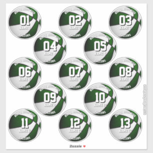 stickers de basket blanc vert pour 13 athlètes