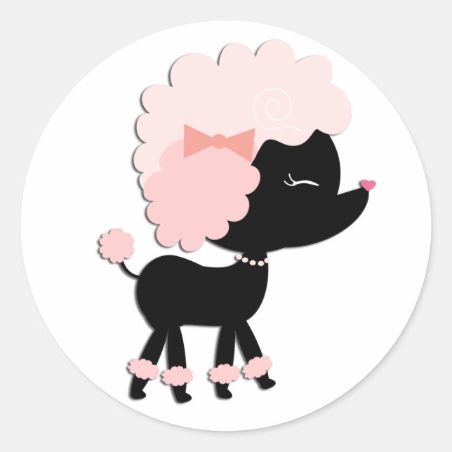 Stickers de caniche rose adorable (Devant)