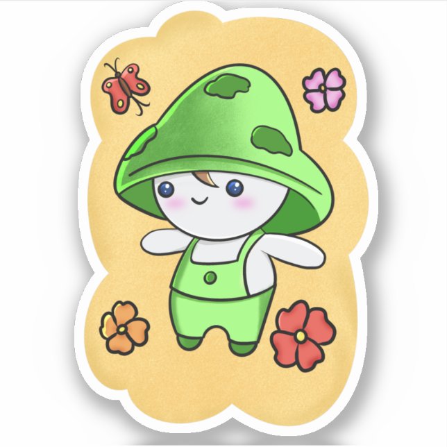 Stickers de caractères de champignons mignons (Devant)