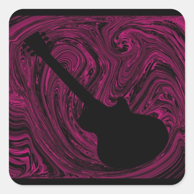 Stickers de Carré de guitare Abstrait, rose foncé (Devant)