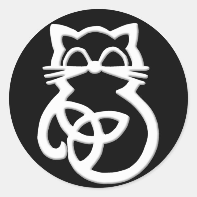 Stickers de chat celtique à noeud de trinité blanc (Devant)