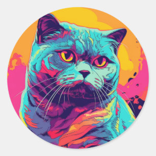 Stickers de chats ronds colorés gras