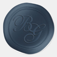 Stickers de cire à double monogramme bleu marine