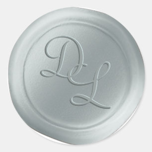 Stickers de cire de monogramme bleu glacé 2 lettre