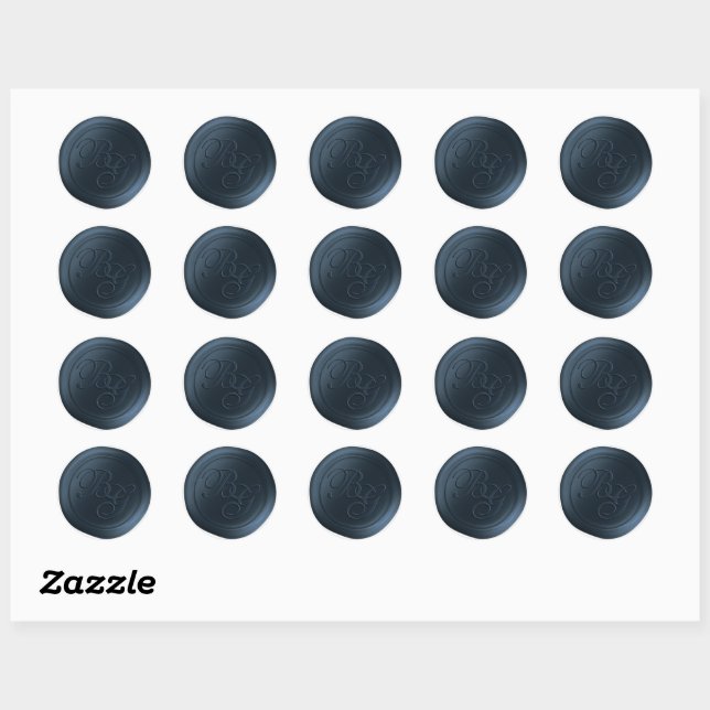 Stickers de cire double monogramme bleu minuit (Feuille)