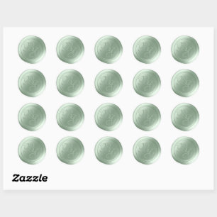 Stickers de cire Laurel Green Script Monogramme
