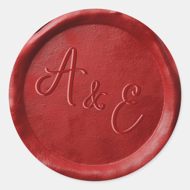 Stickers de cire Mariage rouge Monogramme (Devant)