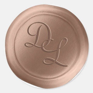 Stickers de cire Monogramme 2 lettres en cuivre an