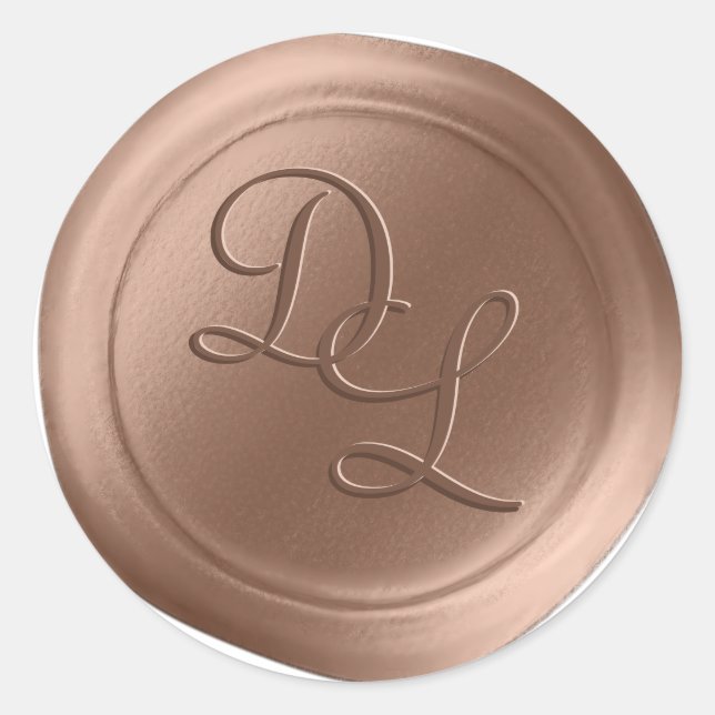 Stickers de cire Monogramme 2 lettres en cuivre an (Devant)