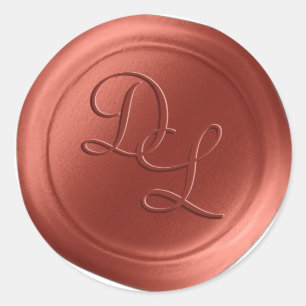 Stickers de cire Monogramme 2 lettres en cuivre Te