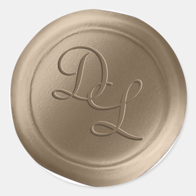 Stickers de cire Monogramme Champagne Gold 2 Lettr (Devant)