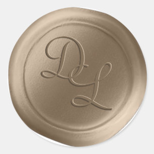 Stickers de cire Monogramme Champagne Gold 2 Lettr