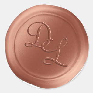 Stickers de cire monogramme en cuivre 2 lettres