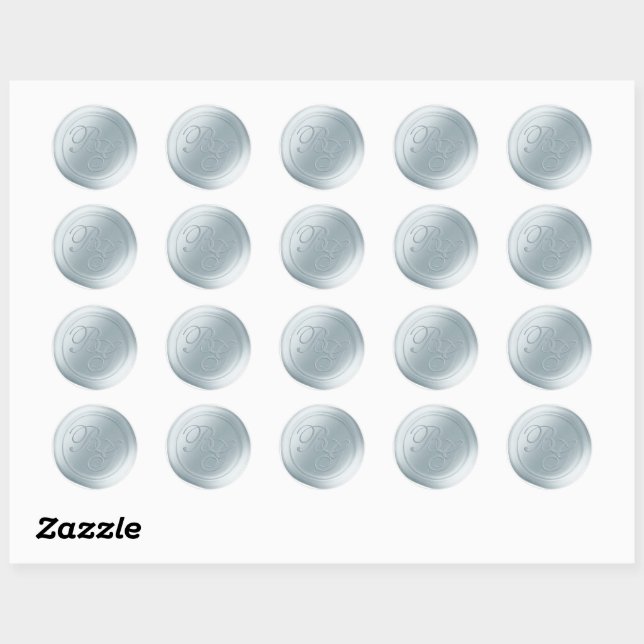Stickers de cire Monogramme en poudre bleu (Feuille)