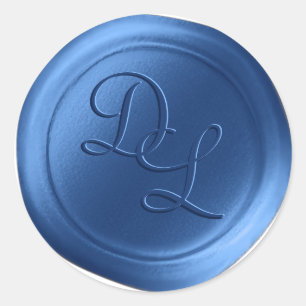 Stickers de cire Monogramme Porcelaine Bleu 2 Lett