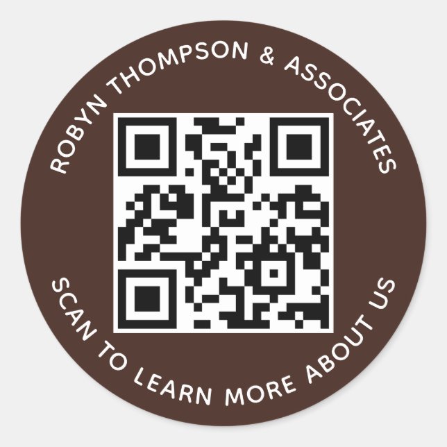 Stickers de code QR Brown Nom commercial personnal (Devant)